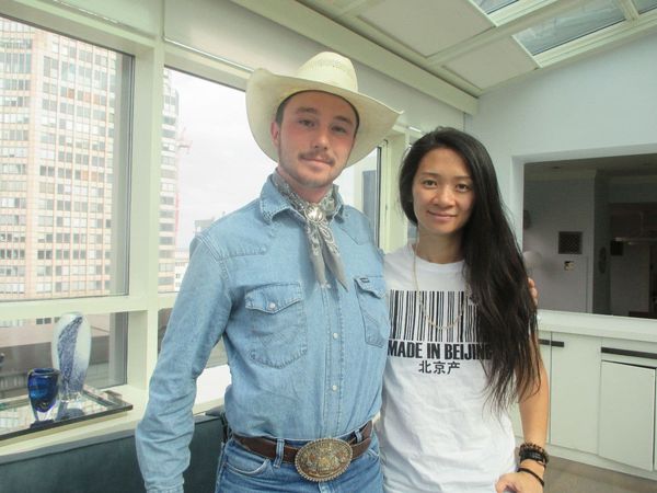 Chloé Zhao with The Rider star Brady Jandreau at the London Hotel in New York
